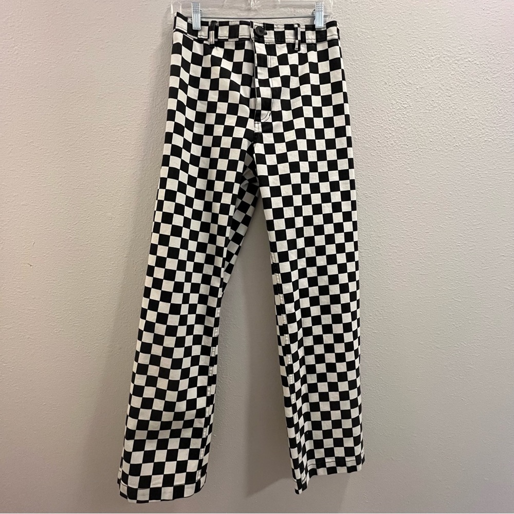 Oak + Fort Wide Leg Twill Checker Pants NWOT